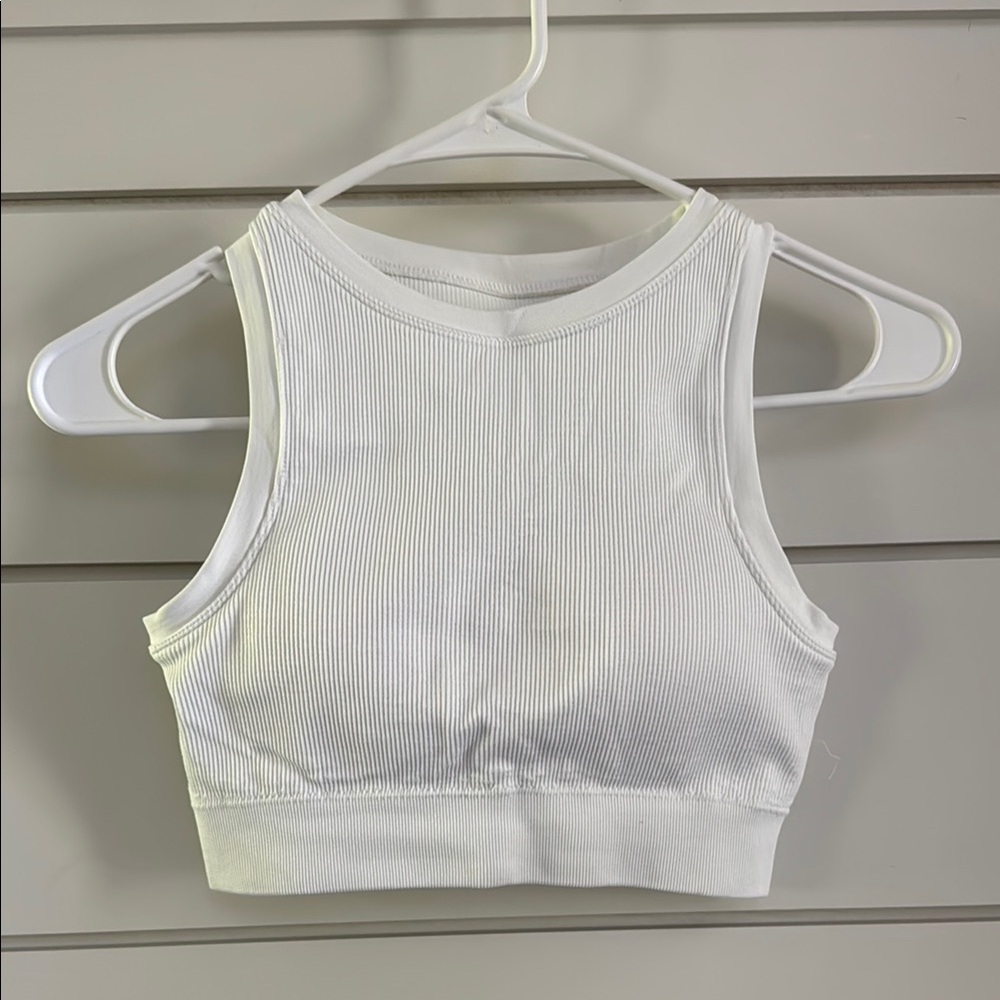 White Ribbed Crop Top